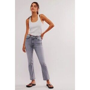 Mother Superior Hustler Ankle Denim Jean 24 Black Gray Hi Rise Bootcut Flare New